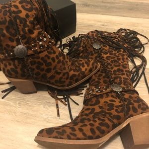 Leopard Print Cowboy Boots NIB